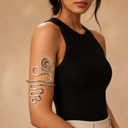 Silver Spiral Statement Arm Cuff for Women – Modern Swirl Armlet