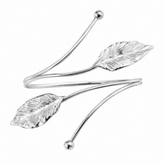 Silver Leaf Wrap Arm Cuff for Women – Botanical Statement Armlet
