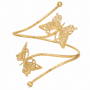 Golden Butterfly Filigree Spiral Arm Cuff for Women