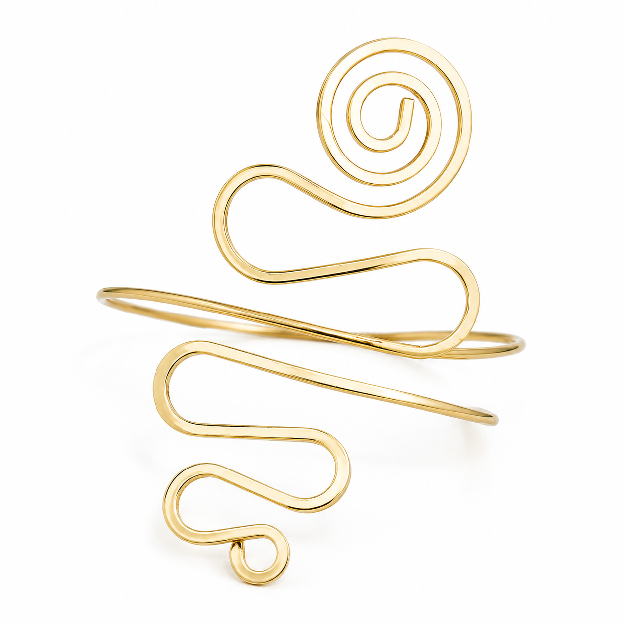 Golden Abstract Spiral Wrap Arm Cuff for Women