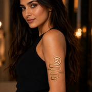 Golden Abstract Spiral Wrap Arm Cuff for Women