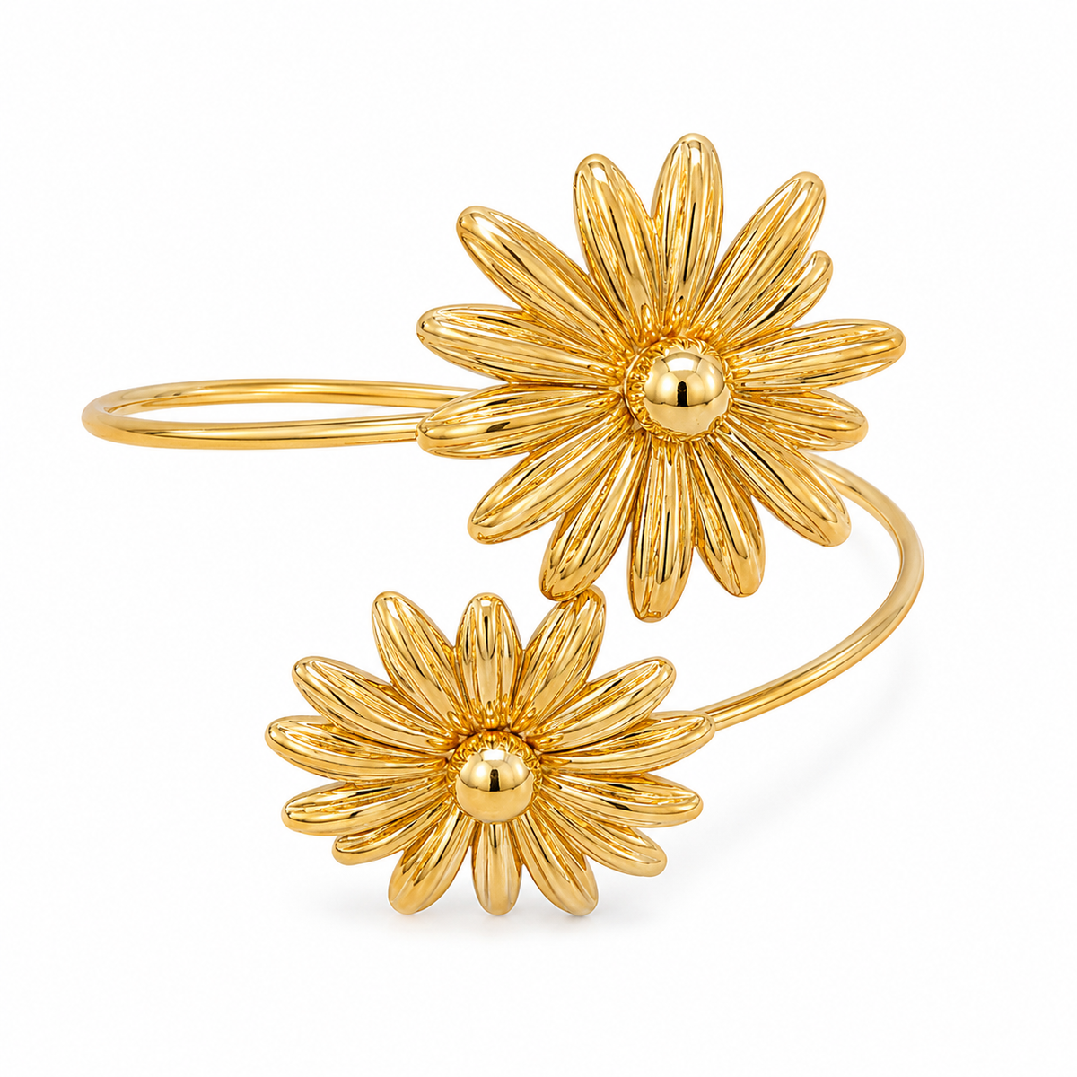 Golden Double Daisy Flower Arm Cuff for Women