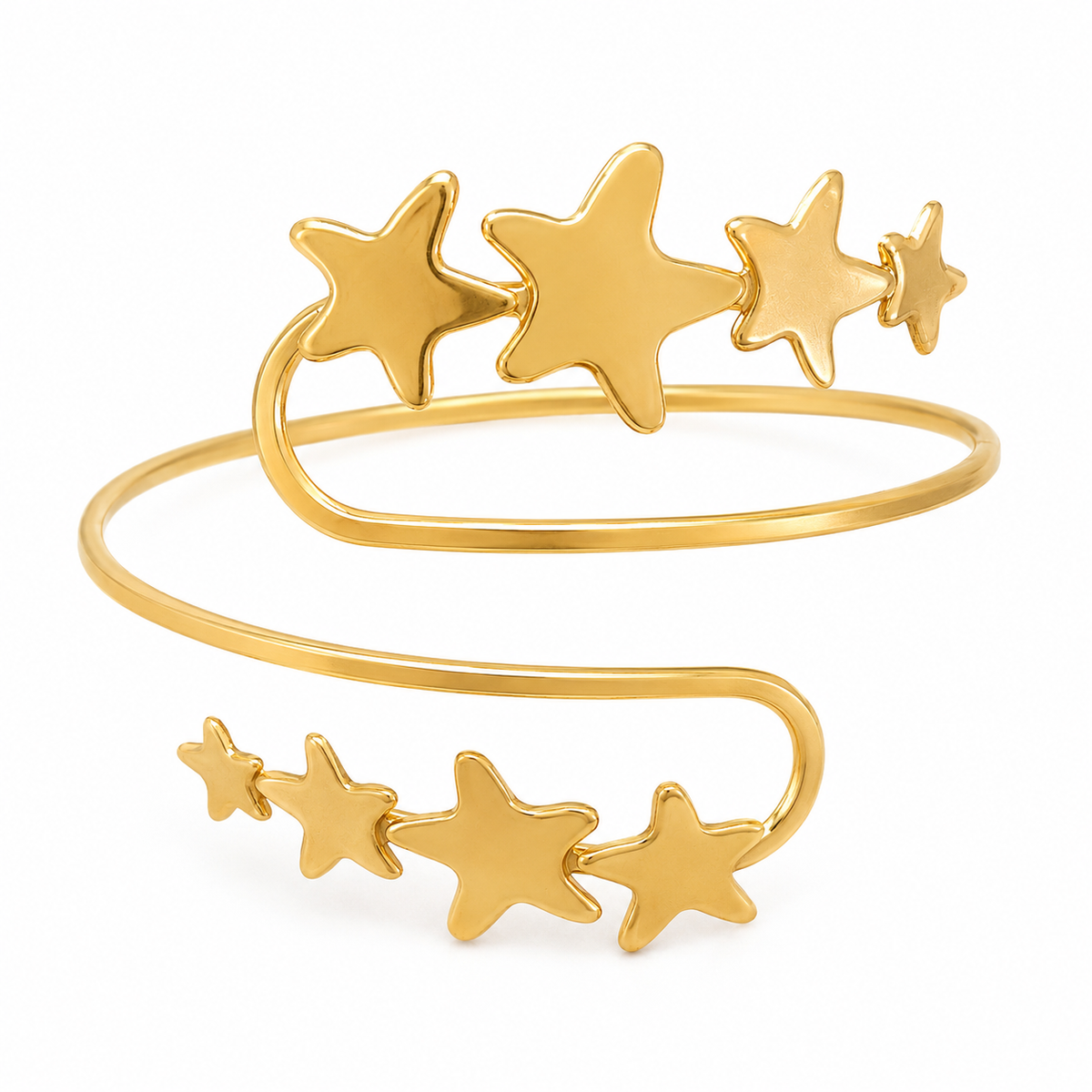 Golden Shooting Star Spiral Arm Cuff for Women