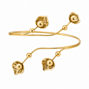 Golden Leaf & Bead Wrap Arm Cuff for Women – Elegant Upper Arm Armlet