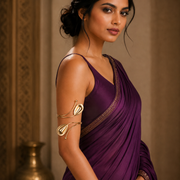 Golden Sculpted Leaf Wrap Arm Cuff for Women