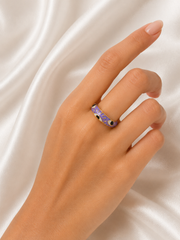 Mystic Eye Enamel Gold Adjustable Ring