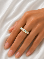 Luxe Mosaic Enamel Gold Ring for Women