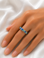 Luxe Mosaic Enamel Gold Ring for Women