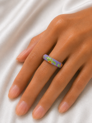 Regal Bloom Floral Enamel Gold Ring for Women