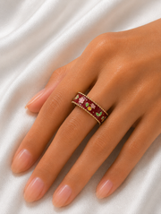 Floral Enamel Gold Ring
