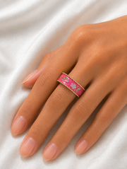 Floral Enamel Gold Ring