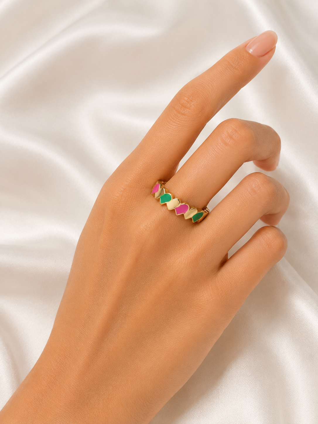 Love Pop Multicolor Heart Gold Ring