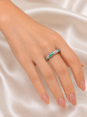 Pastel Bloom Enamel Adjustable Gold Ring