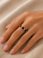 Luxe Enamel & Crystal Gold Statement Ring for Women