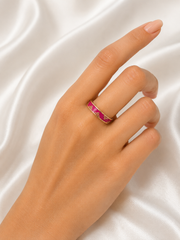 Royal Pink Enamel Gold Adjustable Ring