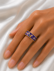 Floral Enamel Gold Ring