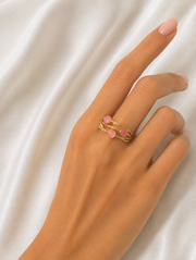 Rosé Trio Pink Enamel Layered Gold Ring