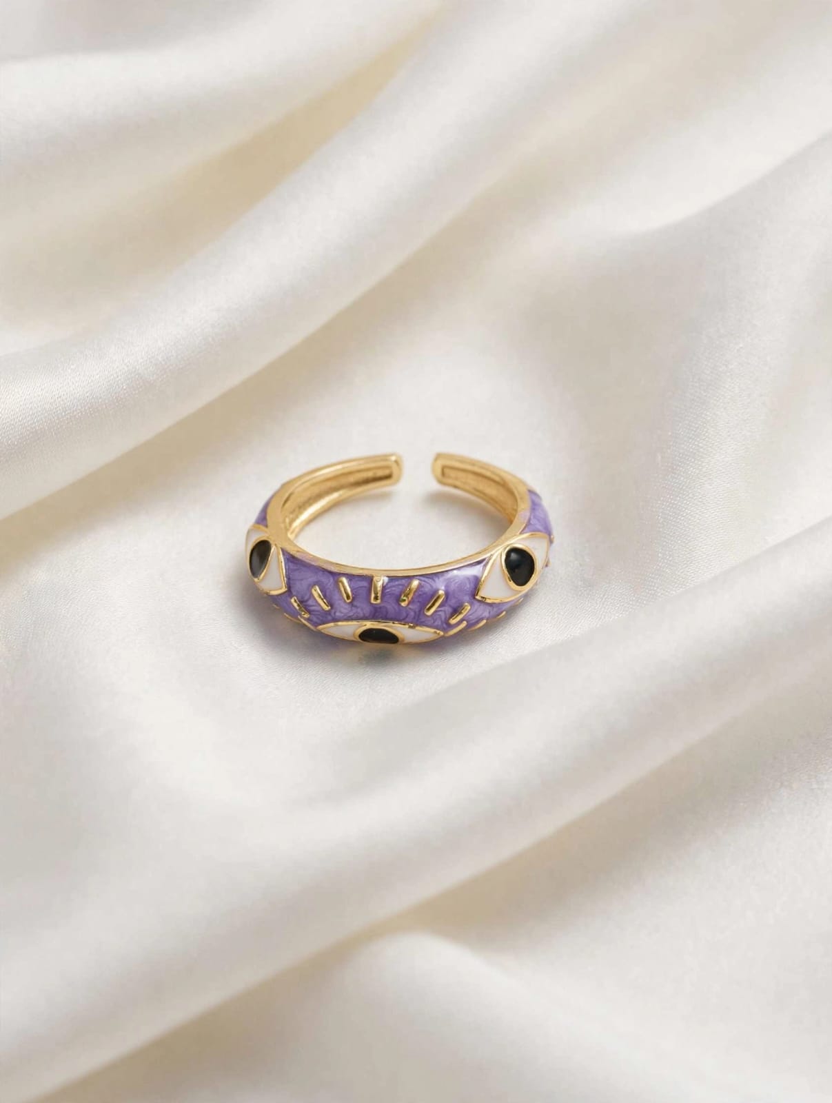 Mystic Eye Enamel Gold Adjustable Ring