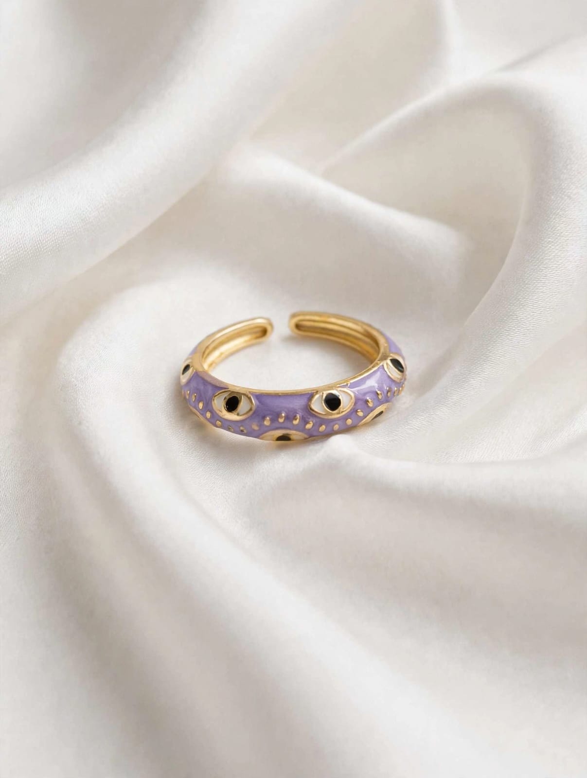 Lavender Evil Eye Enamel Gold Ring