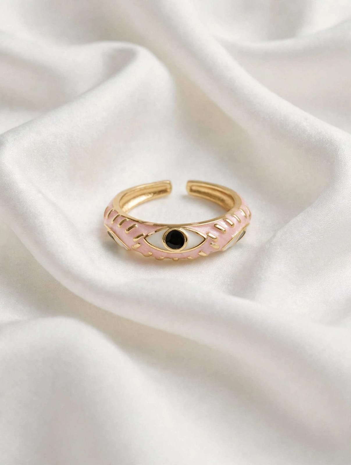 Mystic Eye Enamel Gold Adjustable Ring