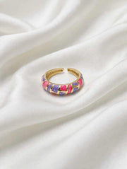 Luxe Mosaic Enamel Gold Ring for Women
