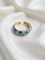 Luxe Mosaic Enamel Gold Ring for Women