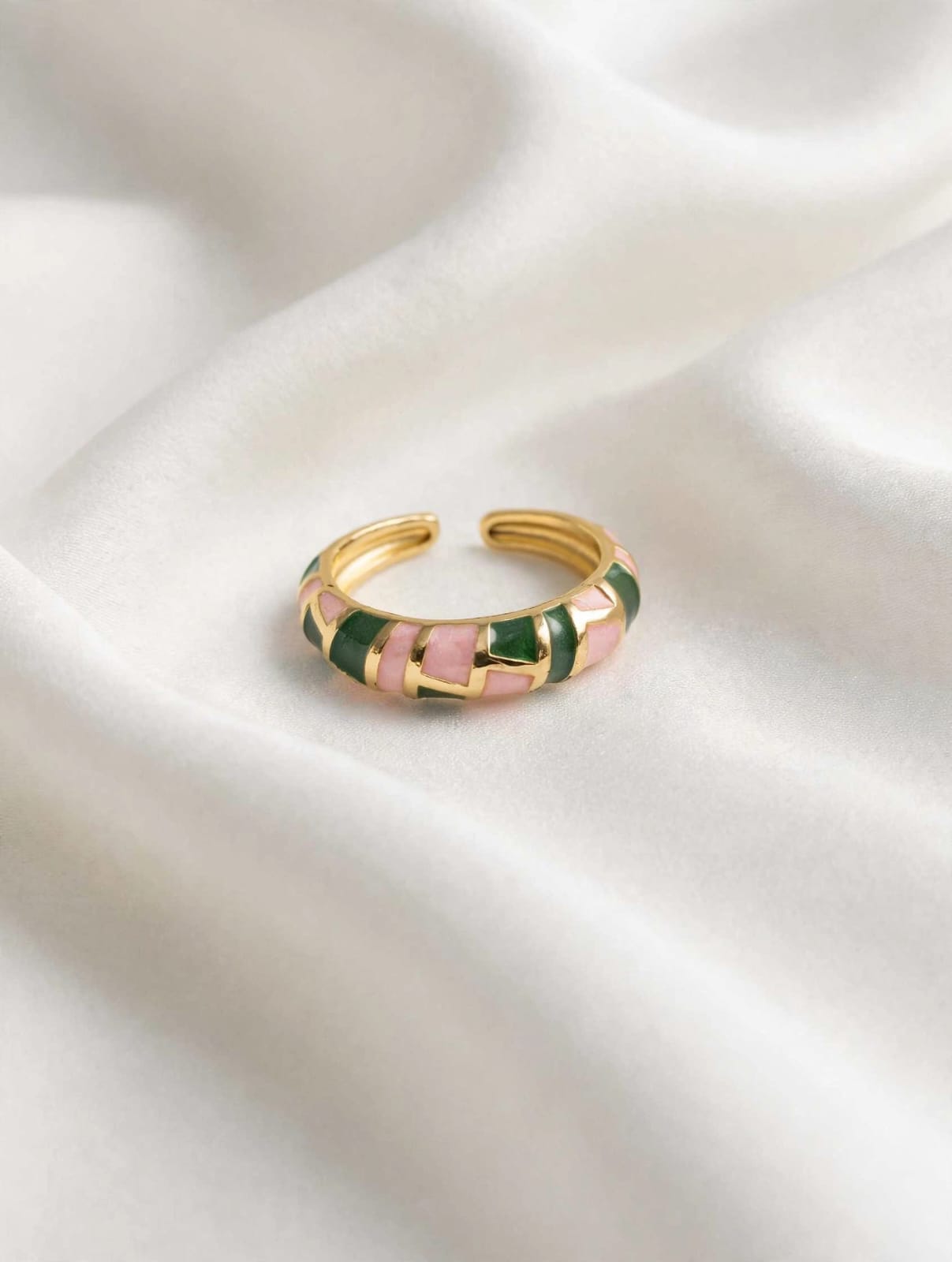 Luxe Mosaic Enamel Gold Ring for Women
