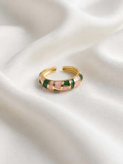 Luxe Mosaic Enamel Gold Ring for Women