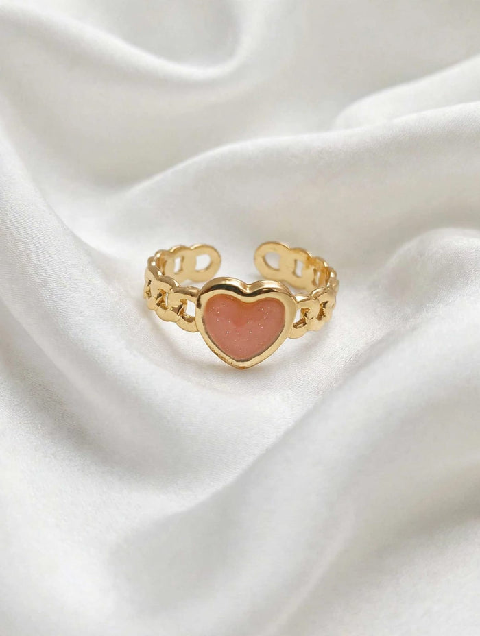 Blush Love Heart Gold Statement Ring