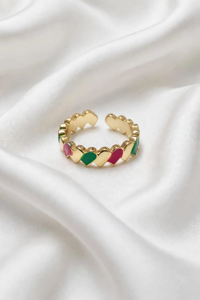 Love Pop Multicolor Heart Gold Ring