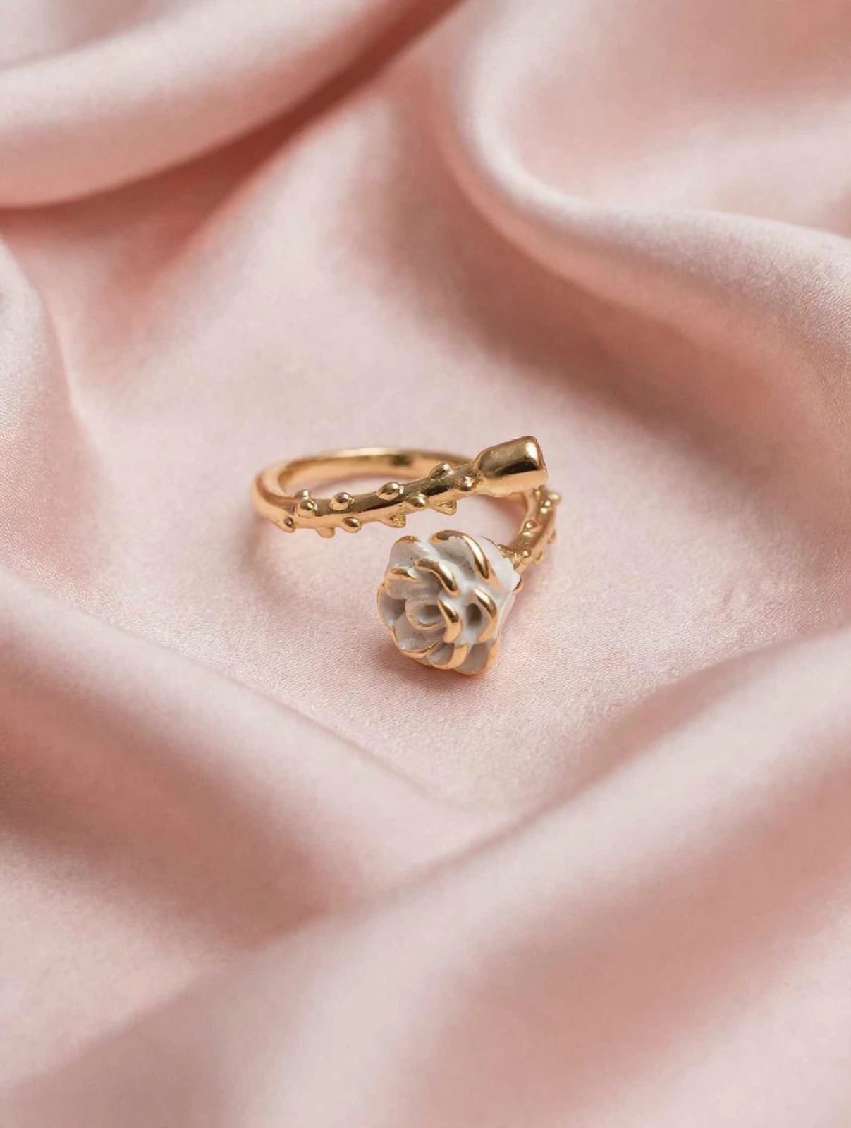 Ivory Rose Gold Floral Wrap Ring