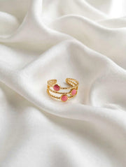 Rosé Trio Pink Enamel Layered Gold Ring