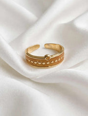 Caramel Enamel Gold Statement Ring