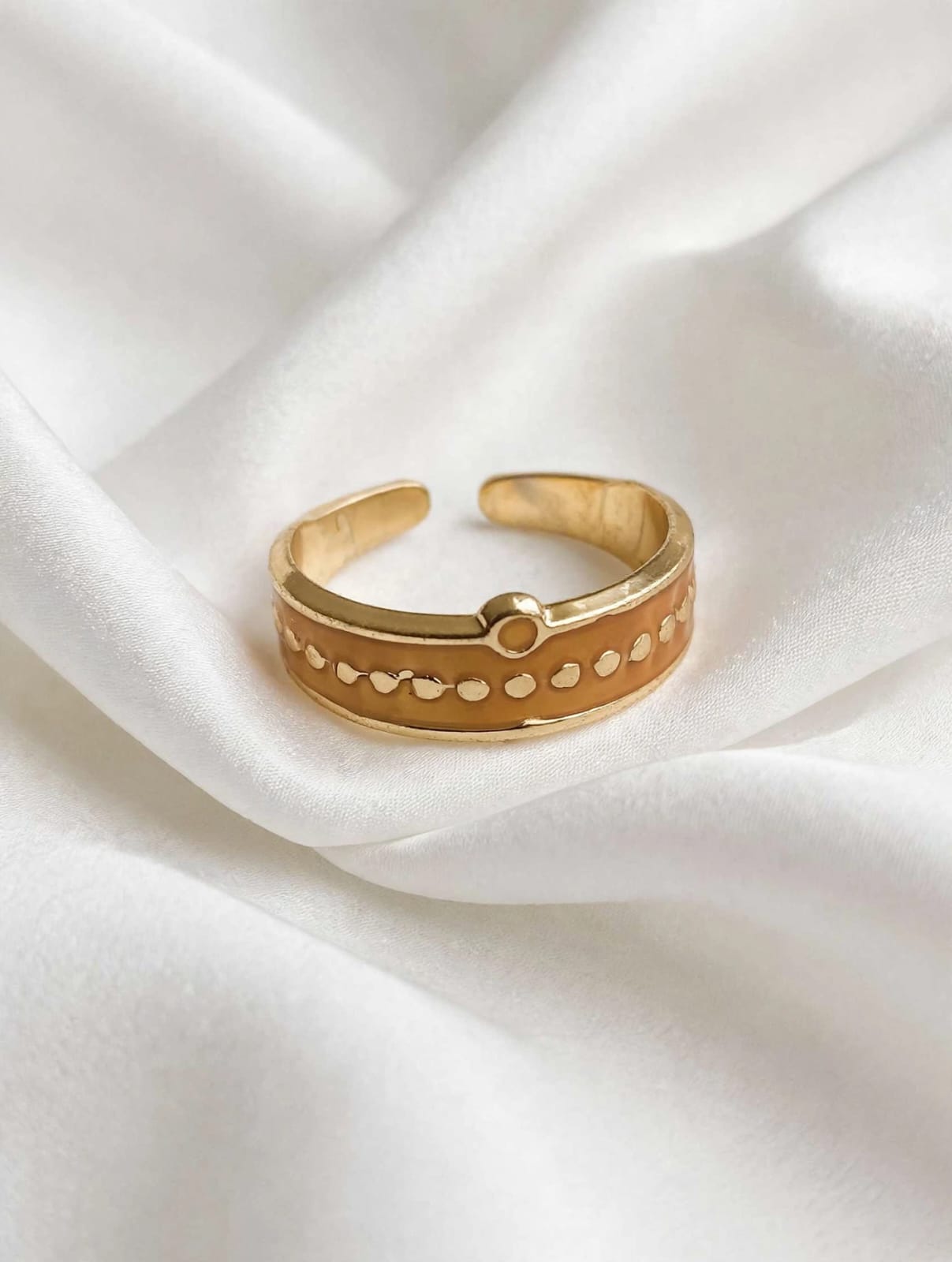 Caramel Enamel Gold Statement Ring
