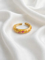 Bloom Vine Enamel Gold Adjustable Ring