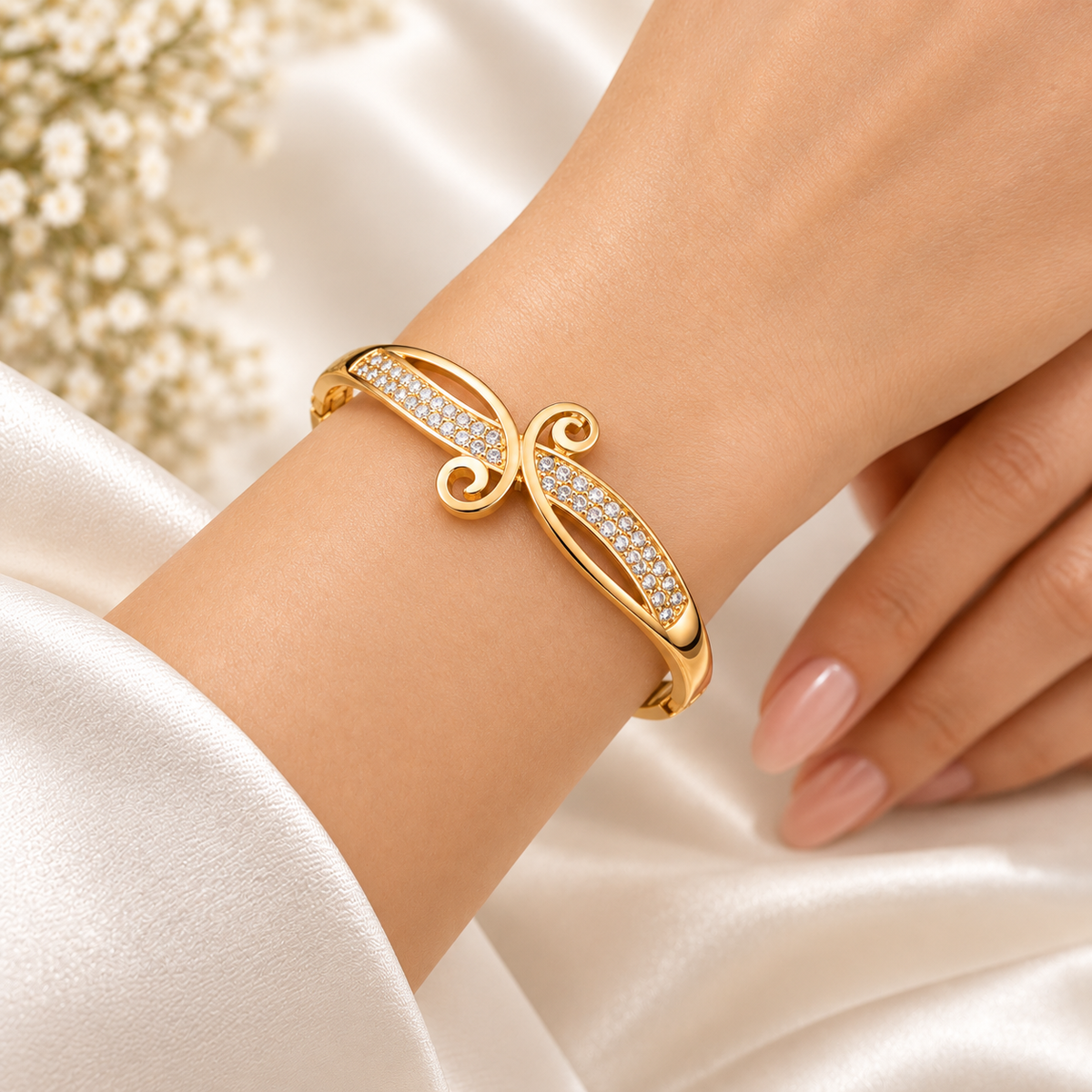 Crystal Swirl Gold Bracelet(Baby Size)