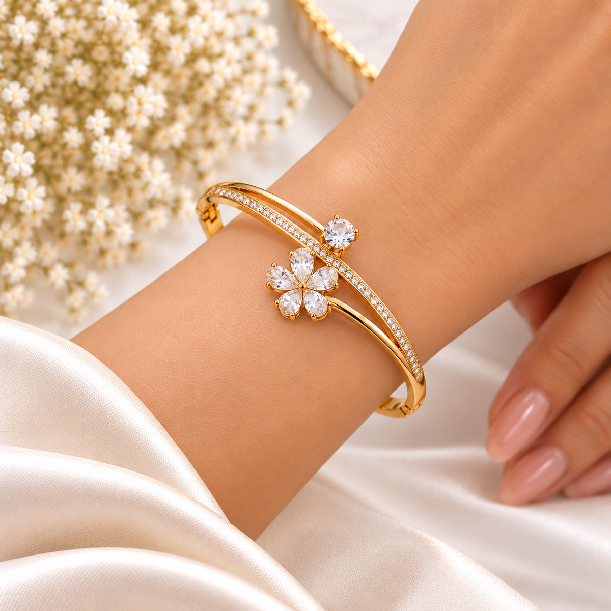 Crystal Blossom Gold Bracelet (Baby Size)
