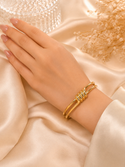Golden Ribbed Knot Cuff Bracelet