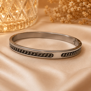 Luxe Silver Chain Detail Cuff Bracelet
