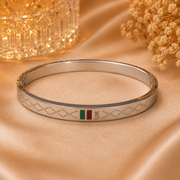 Italian Love Silver Engraved Bangle Bracelet