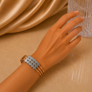 Two-Tone Rose Gold & Silver Circle Statement Bangle