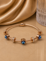 Rose Gold Evil Eye Crystal Charm Bracelet