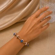 Rose Gold Evil Eye Crystal Charm Bracelet