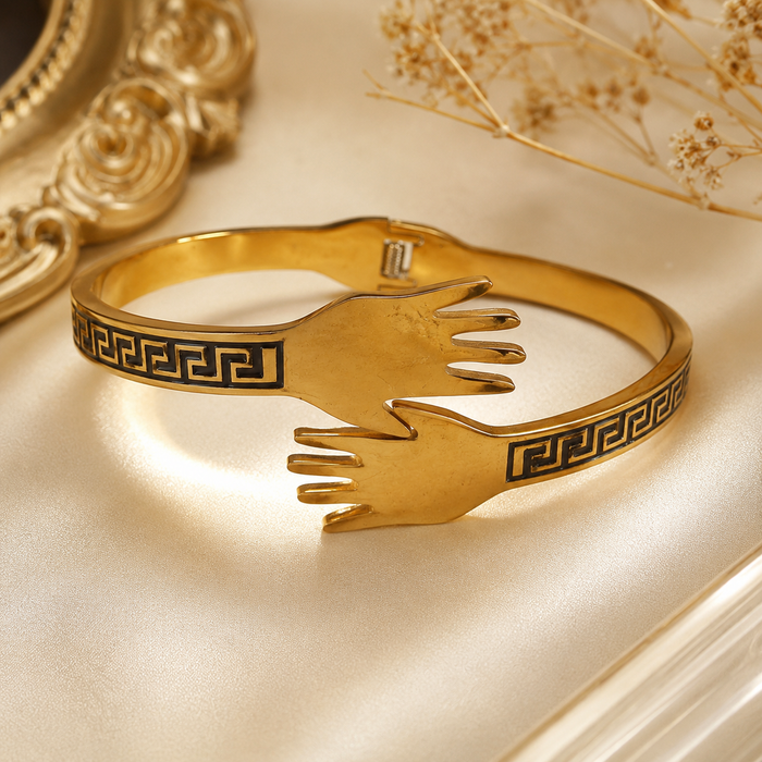 Golden Embrace Hand Cuff Bracelet