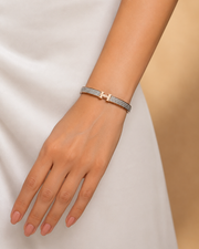 Luxe Crystal H-Motif Rose Gold Cuff Bracelet