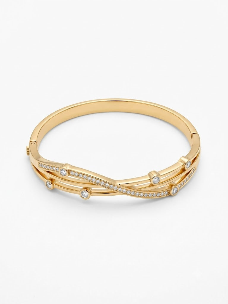 Crystal Wave Gold Bracelet