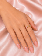 Luxe Blush Heart Crystal Adjustable Gold Ring