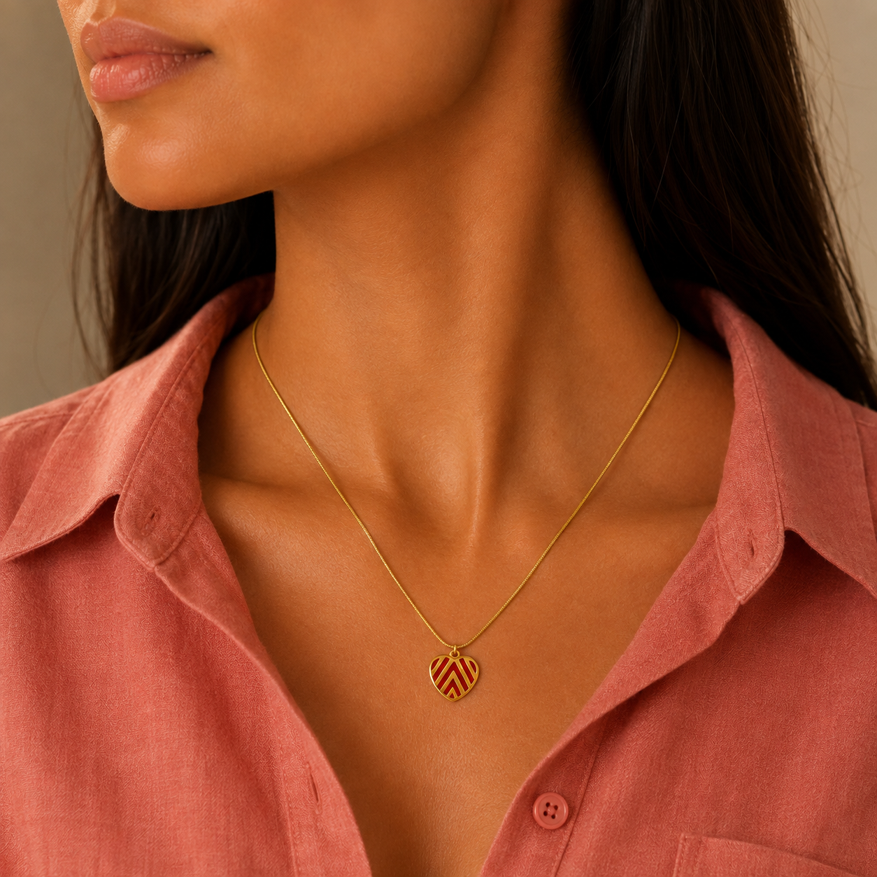 Ruby Heart Pendant Necklace – Anti Tarnish Stainless Steel