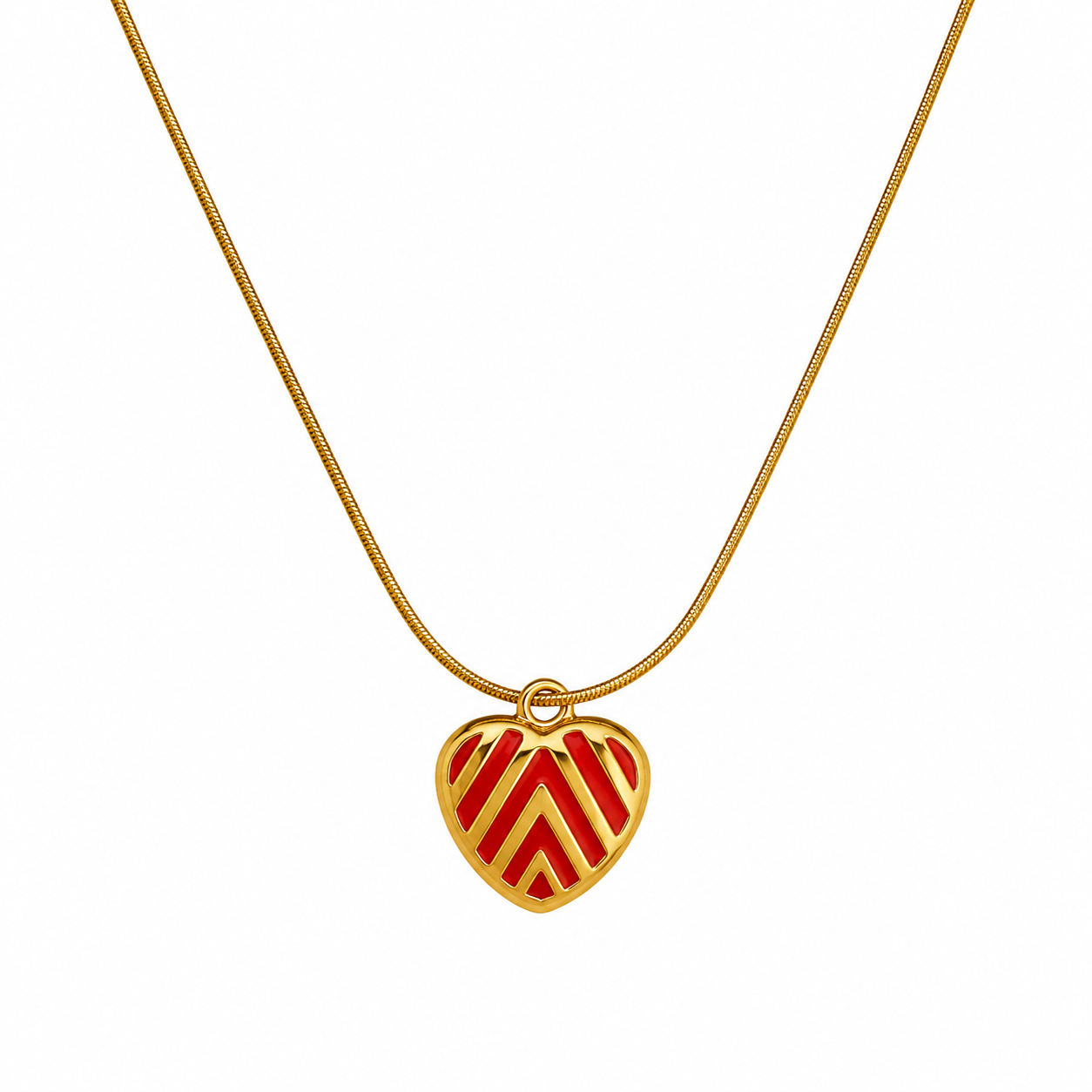 Ruby Heart Pendant Necklace – Anti Tarnish Stainless Steel