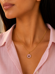 Cute Paw Print Gold Pendant Necklace – Anti Tarnish Stainless Steel